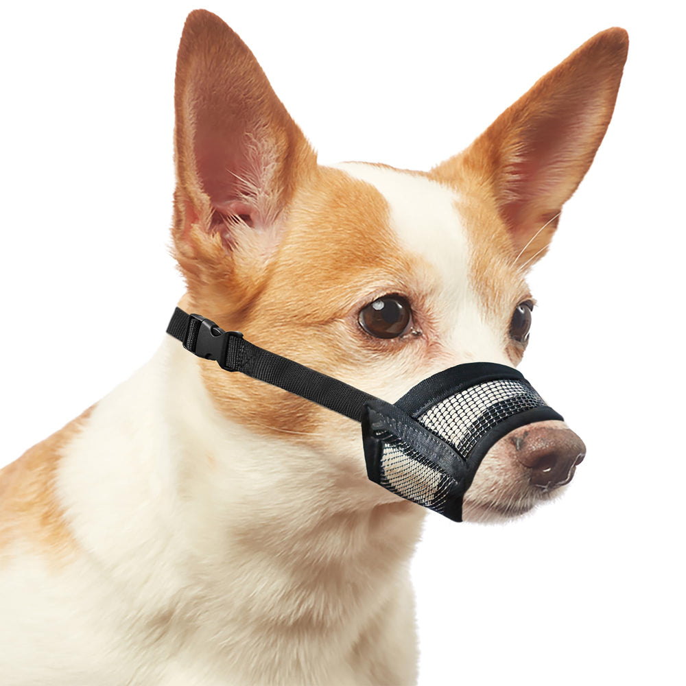 Evollax dog muzzle small breathable mesh for comfortable airflow during wear.
