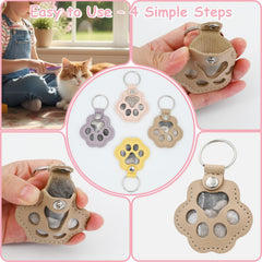 Evowatt beige paw keychain close-up emphasizes premium leather and practicality.
