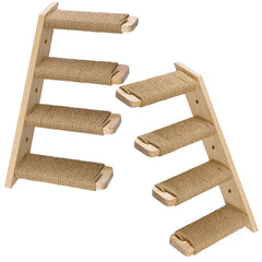 Ewenono 4-steps catstairs with sisal rope improves grip for safe climbing.