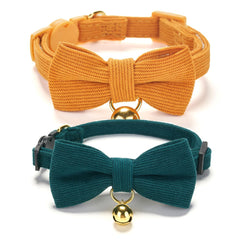 Ewinoom corduroy cat collar in orange for comfortable daily wear