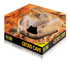 Exo Terra Gecko Cave with moss creates moist hide for nesting and comfort.