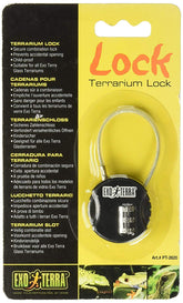 Exo Terra Terrarium Lock front view shows a secure combination lock for safer terrariums.