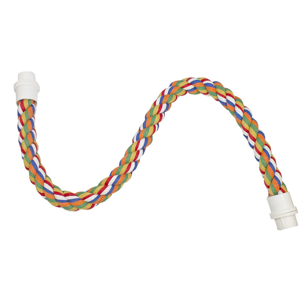 Exotic Nutrition 34 Inch Flex Rope assembly shows bendable perch for cage enrichment.