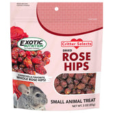 Exotic Nutrition dried rose hips in a bowl, fiber rich treat for small pets