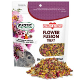 Exotic Nutrition Flower Fusion Treat packaging shows ready-to-use enrichment for small pets.