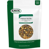 Exotic Nutrition Premium Nut Mix bowl closeup highlighting raw, unsalted nuts for small pets