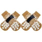 EXPAWLORER anti-slip dog socks show dual paw grips for traction on slick floors.