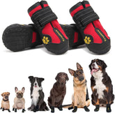 EXPAWLORER anti-slip dog shoes with reflective straps improve nighttime visibility.