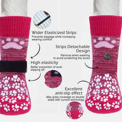 EXPAWLORER anti-slip dog socks rose with paw-grip bars for secure indoor footing