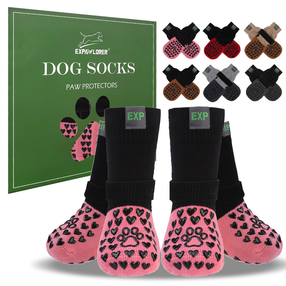 EXPAWLORER anti-slip socks with open-paw design for secure traction on slick floors.