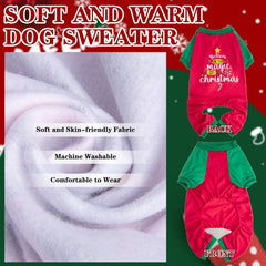 EXPAWLORER Christmas dog pajamas closeup knit fabric emphasizes soft warmth and durability