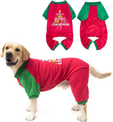 EXPAWLORER Christmas dog pajamas front view providing cozy warmth for medium to large dogs