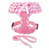 EXPAWLORER cute dog harness pink checkered step-in design for easy everyday walks