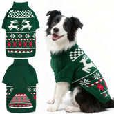 EXPAWLORER dog Christmas sweater green front view highlights cozy knit warmth