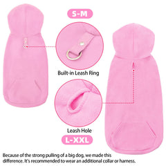 EXPAWLORER dog hoodie pink xl pocket detail for snacks or bags.