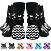 EXPAWLORER dog socks anti-slip-grips improve traction on hardwood floors.
