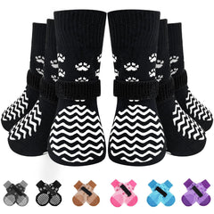 EXPAWLORER dog socks anti-slip-grips improve traction on hardwood floors.