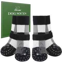 EXPAWLORER dog socks color-block non-slip design for safer indoor traction.