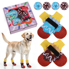 EXPAWLORER donut-pattern dog socks offer playful style with secure traction
