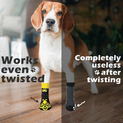 EXPAWLORER elastic-knit dog socks demonstrate flexible, comfortable fit for many sizes.