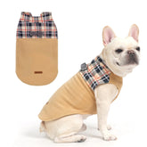 EXPAWLORER fleece dog sweater front view shows warm plaid style for chilly walks