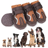 EXPAWLORER four-pack dog shoes on display for all-weather protection.