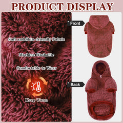 EXPAWLORER fuzzy dog sweater hoodie hood close-up shows snug wind protection