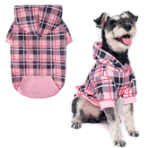 EXPAWLORER plaid dog hoodie front view shows warm knit for chilly walks.