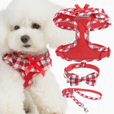 EXPAWLORER red checkered harness step-in for easy on-and-off walks