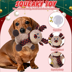 EXPAWLORER squeaky Christmas reindeer toy with dog in action during fetch play