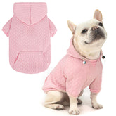 EXPAWLORER textured cable-knit hoodie pink front view for warm winter walks.