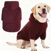 EXPAWLORER textured cable knit hoodie front view highlights cozy warmth for cold days.