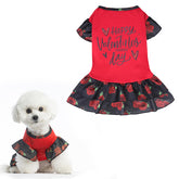EXPAWLORER Valentines dress with rose print on small dog for festive look.