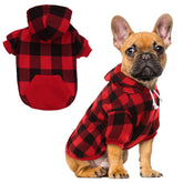 EXPAWLORER plaid dog hoodie front view offers classic tartan warmth for walks