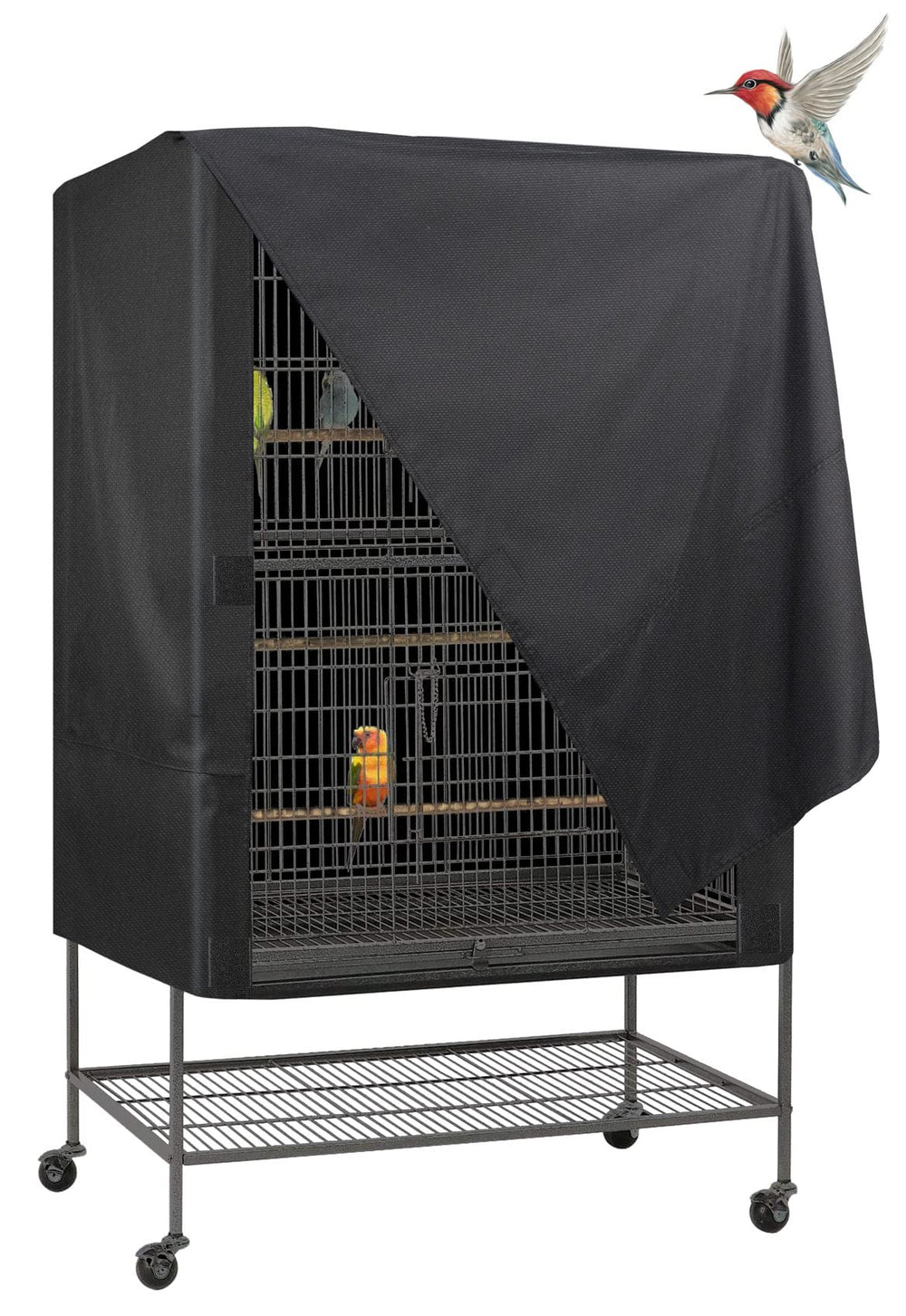 Explore Land bird cage cover front panel adjustment enables customizable visibility for calmer birds