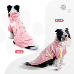 ExploreU dog raincoat leg-straps-fixed-position keep coat in place on runs.
