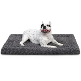 Exsnugy washable dog bed mat gray top view shows plush surface for cozy sleep