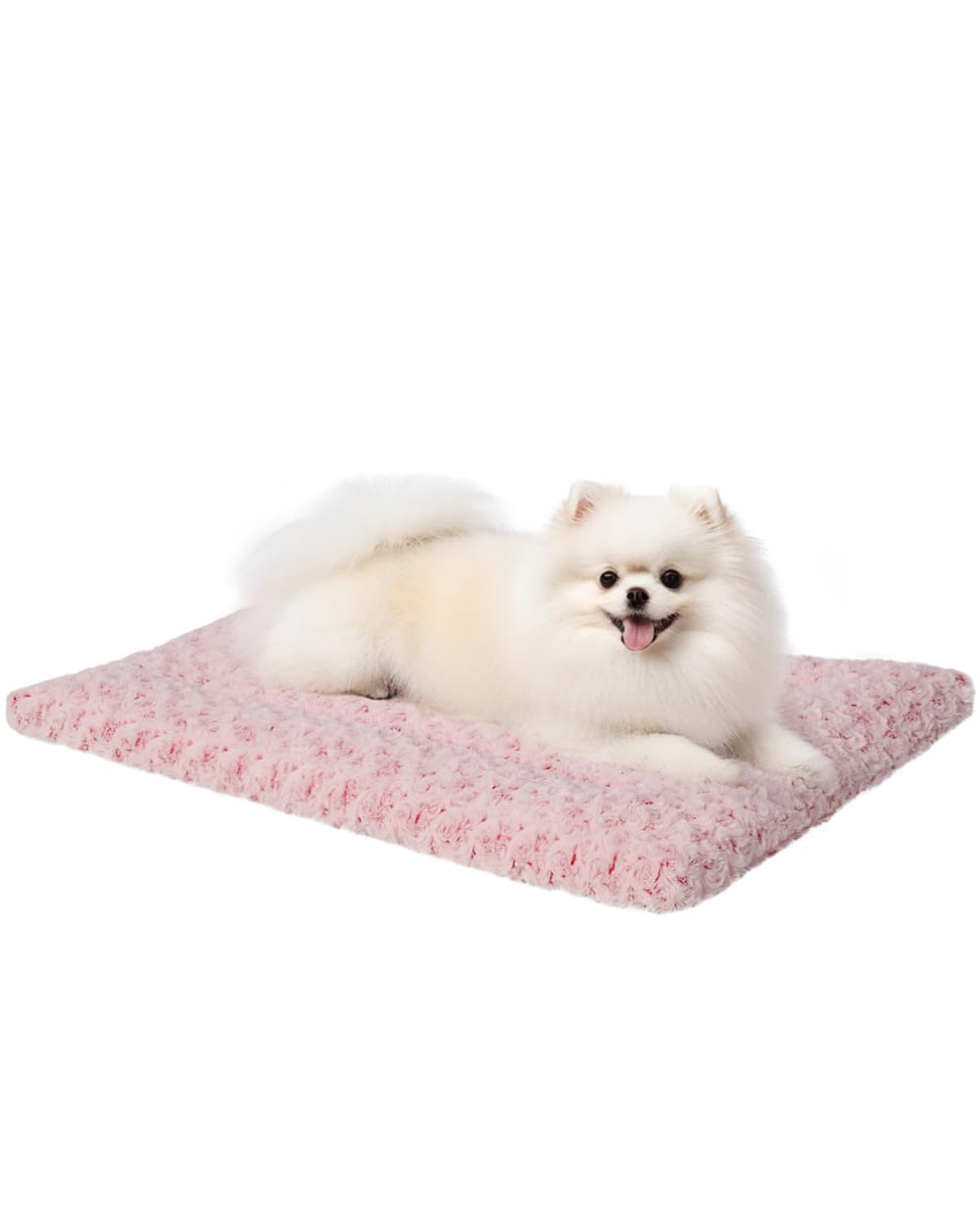 Exsnugy washable dog bed mat top view in pink showcasing comfortable sleep surface for small to medium dogs.
