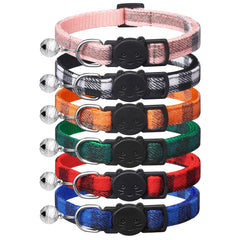 Extodry 6-pack plaid cat collars with bells for stylish multi-cat homes