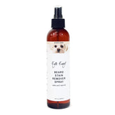 Eye Envy Beard Stain Remover Spray lifts dog beard stains in a close-up application.