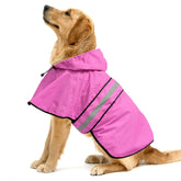 Ezierfy reflective dog rain coat pink large front view shows waterproof protection for daily walks.