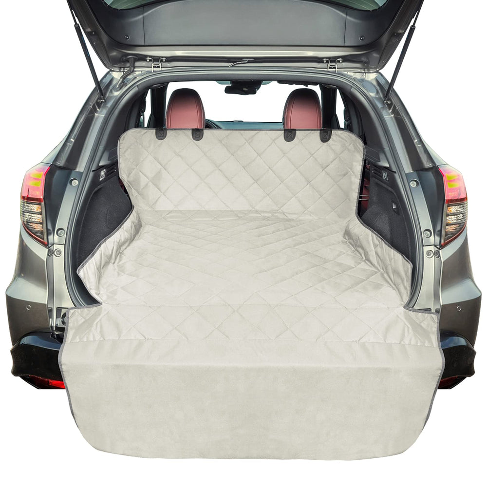 F-color SUV Cargo Liner beige cover showing universal fit and stability.