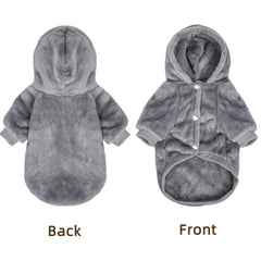 FABRICASTLE dog hoodie light grey back view, secure fit for tiny dogs during daily walks.