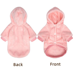 FABRICASTLE dog hoodie pink side wear demonstrates easy on-off design for active pets.