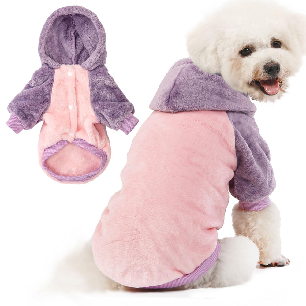 FabricCastle dog hooded sweater pink body front promotes cozy warmth for small pets.