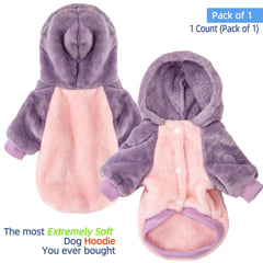 FabricCastle dog hooded sweater pink body side keeps your pet comfortable on walks.