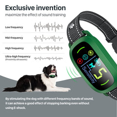 FAFAFROG Bark Collar sensitivity controls illustrate 5 levels for personalized training