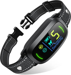 FAFAFROG dog bark collar front view for effective training and calmer walks.