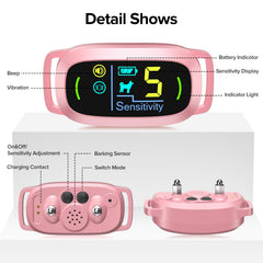 FAFAFROG dog bark collar pink charging magnetic port for quick full charge