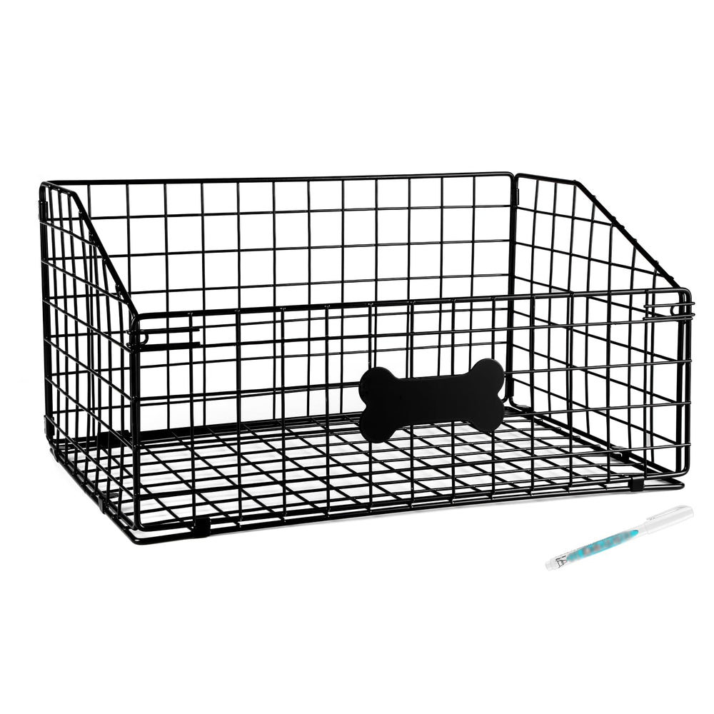 Faihats large dog toy basket front view shows durable metal storage for toys.